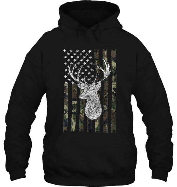 whitetail buck deer hunting american camouflage usa flag matching gift hoodie