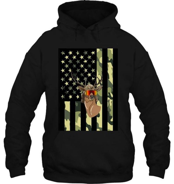 whitetail buck deer hunting american camouflage usa flag matching gift hoodie