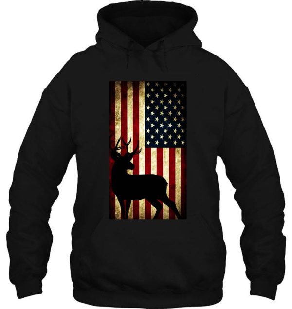 whitetail buck deer hunting american camouflage usa flag matching gift hoodie