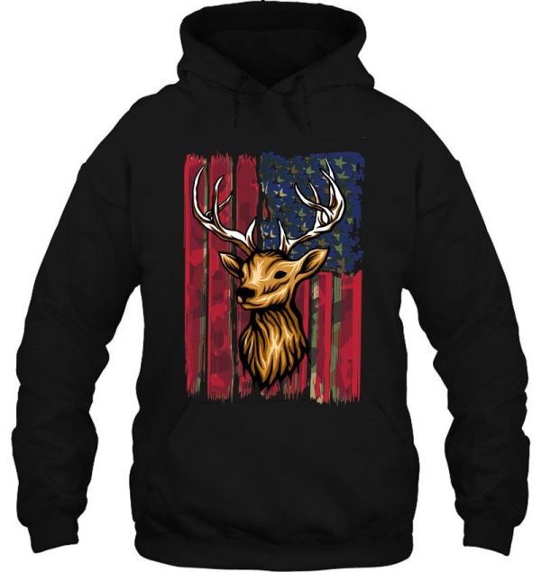 whitetail buck deer hunting american camouflage usa flag matching gift hoodie