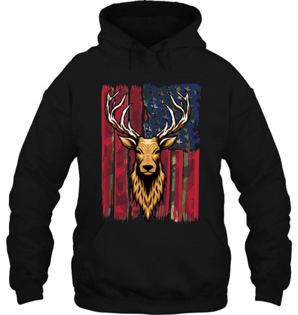 whitetail buck deer hunting american camouflage usa flag matching gift hoodie