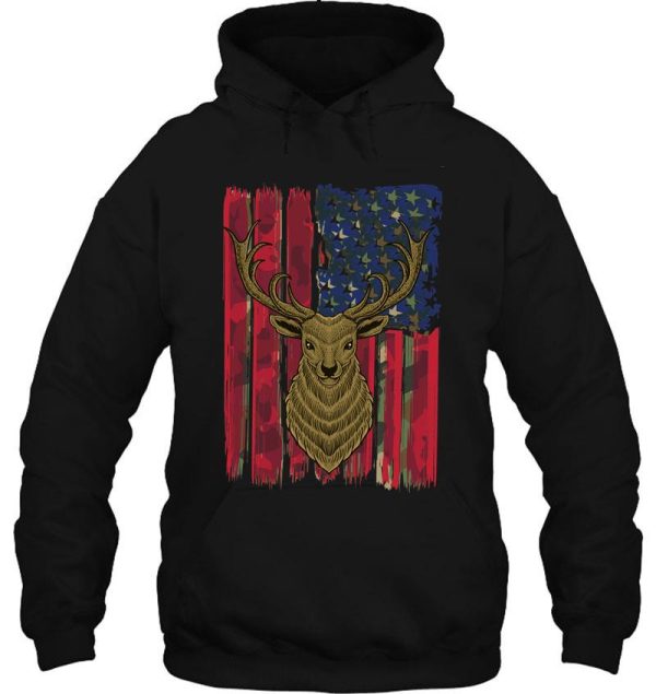 whitetail buck deer hunting american camouflage usa flag matching gift hoodie