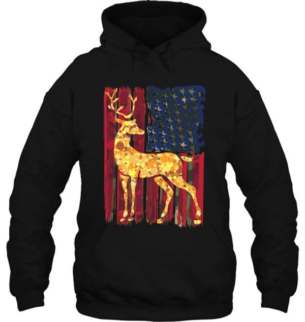 whitetail buck deer hunting american camouflage usa flag matching gift hoodie