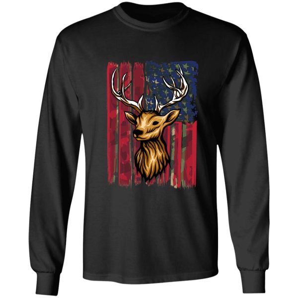 whitetail buck deer hunting american camouflage usa flag matching gift long sleeve