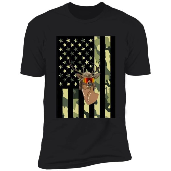 whitetail buck deer hunting american camouflage usa flag matching gift shirt