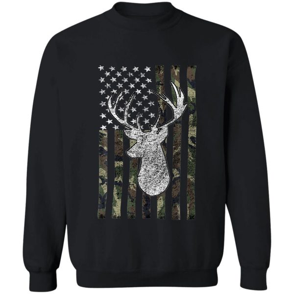 whitetail buck deer hunting american camouflage usa flag matching gift sweatshirt
