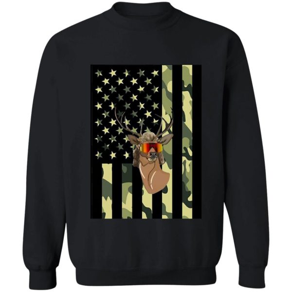 whitetail buck deer hunting american camouflage usa flag matching gift sweatshirt