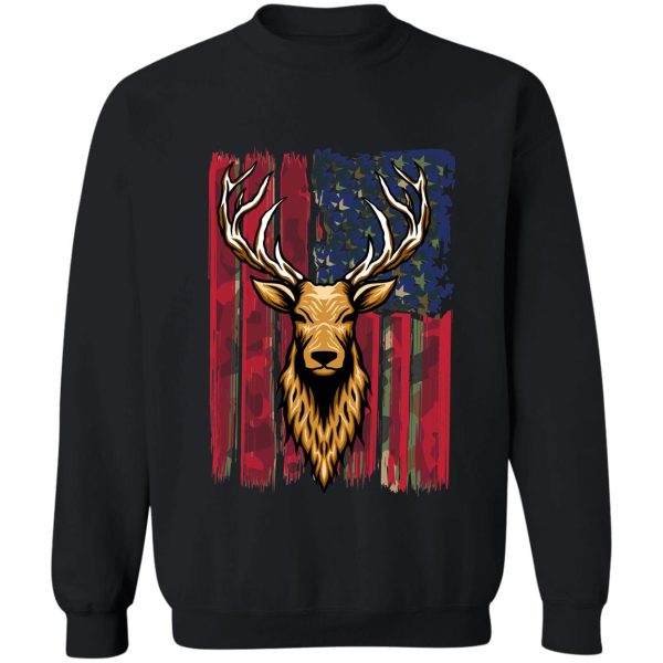 whitetail buck deer hunting american camouflage usa flag matching gift sweatshirt