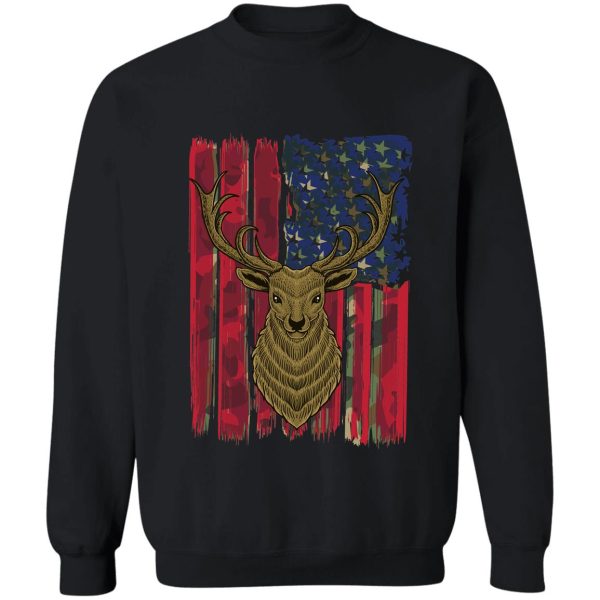 whitetail buck deer hunting american camouflage usa flag matching gift sweatshirt