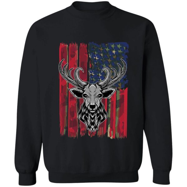 whitetail buck deer hunting american camouflage usa flag matching gift sweatshirt