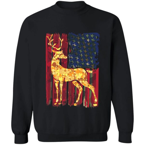 whitetail buck deer hunting american camouflage usa flag matching gift sweatshirt