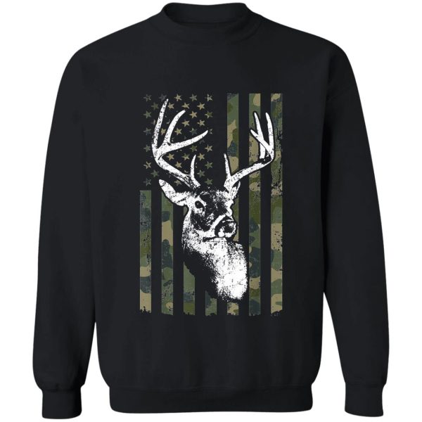 whitetail buck deer hunting american camouflage usa flag matching gift sweatshirt