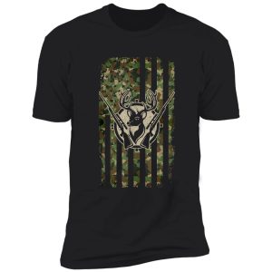 whitetail buck deer hunting american camouflage usa flag shirt