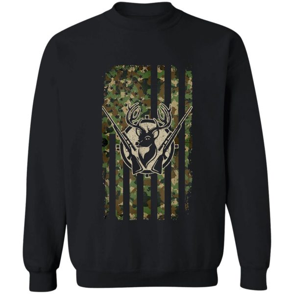 whitetail buck deer hunting american camouflage usa flag sweatshirt