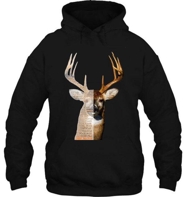 whitetail buck deer word art design hoodie