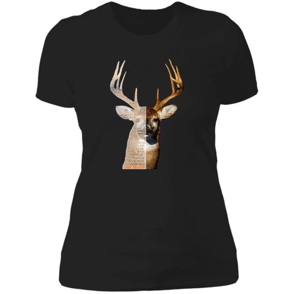 whitetail buck deer word art design lady t-shirt
