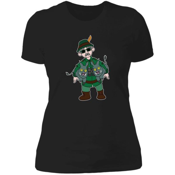 wild boar hunter gift for hog hunting in forest lady t-shirt