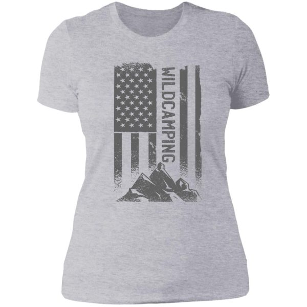 wild camping usa flag lady t-shirt