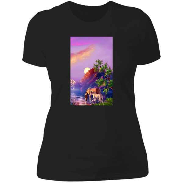 wild horses the fun of life in the wilderness lady t-shirt