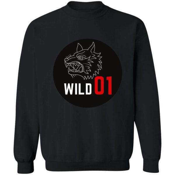 wild one two tone wolf logographicpatch sweatshirt