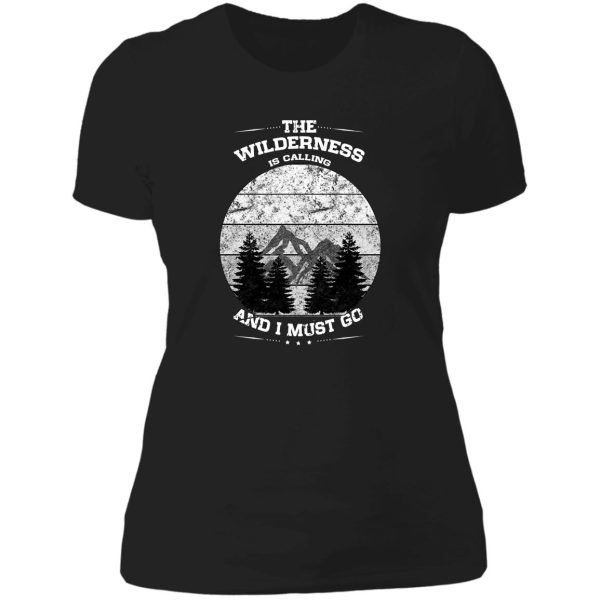 wilderness calling distressed mountains silhouette lady t-shirt