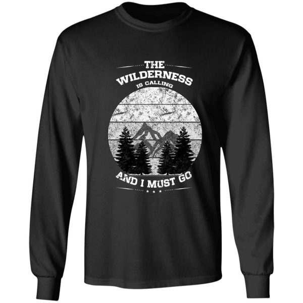 wilderness calling distressed mountains silhouette long sleeve