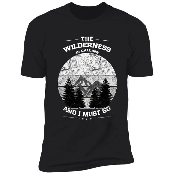 wilderness calling distressed mountains silhouette shirt