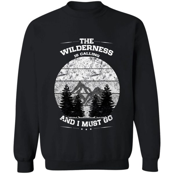 wilderness calling distressed mountains silhouette sweatshirt