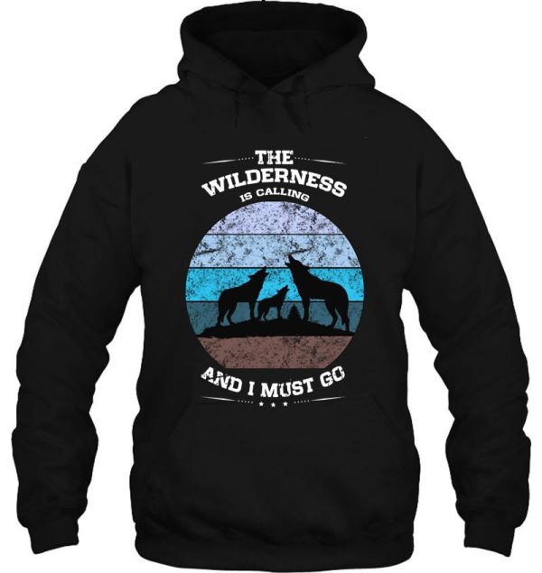 wilderness calling wolves howling distressed icy blue hoodie