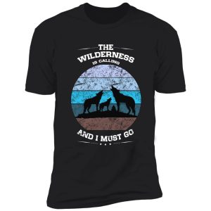wilderness calling wolves howling distressed icy blue shirt