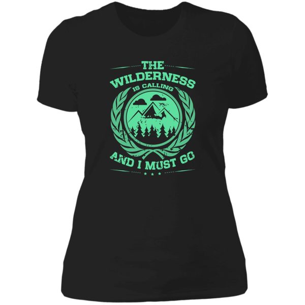 wilderness is calling and i must go green mountains distressed lady t-shirt