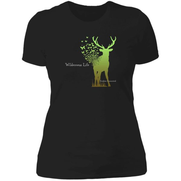 wilderness life - deer butterflys lady t-shirt