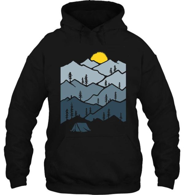 wilderness mountain forest sunset tent camper hoodie