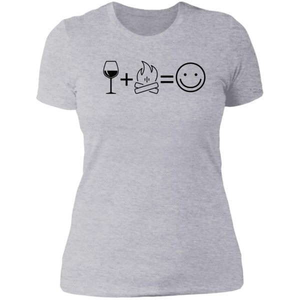 wine and campfire = happycomping lover lady t-shirt