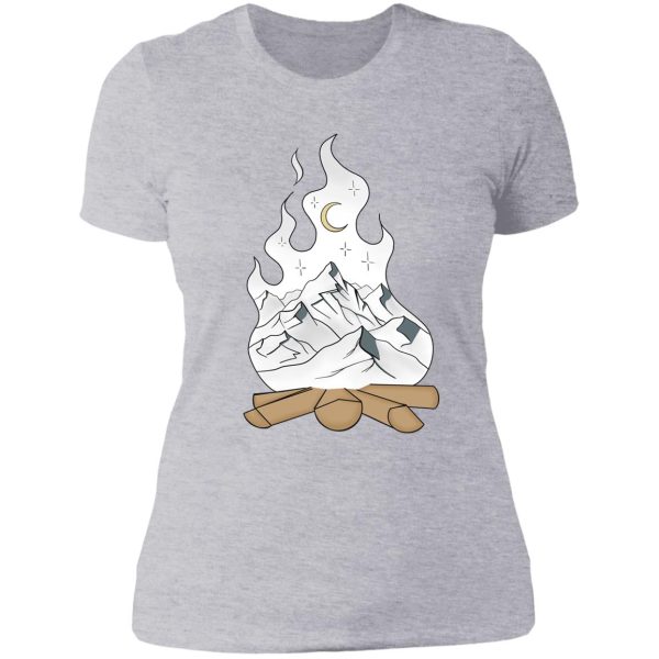 winter campfire lady t-shirt