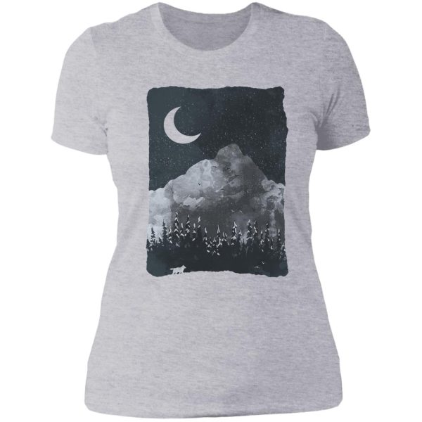 winter finds the wolf... lady t-shirt