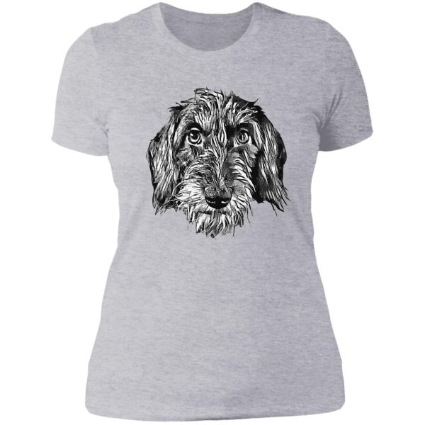 wire-haired dachshund head lady t-shirt