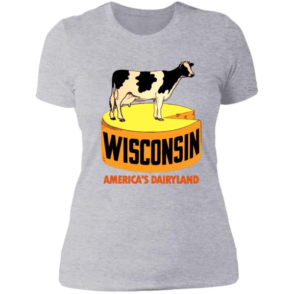 wisconsin state vintage travel decal lady t-shirt