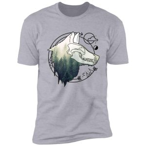wolf animal forest totem skull art shirt