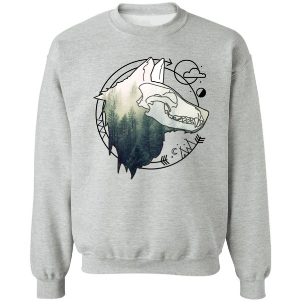 wolf animal forest totem skull art sweatshirt