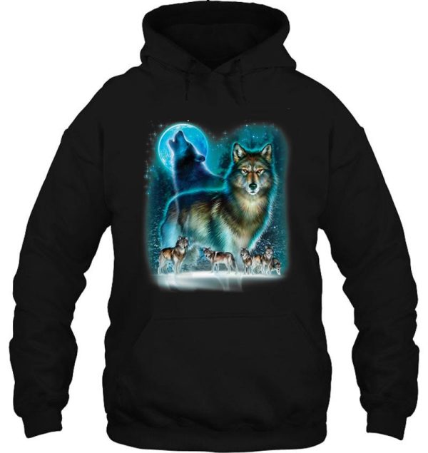 wolf howling in moonlight hoodie