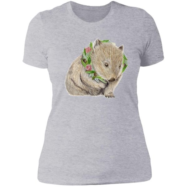 wombat in a wreath lady t-shirt
