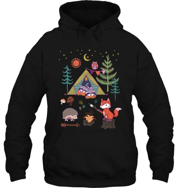 woodland animals campout hoodie