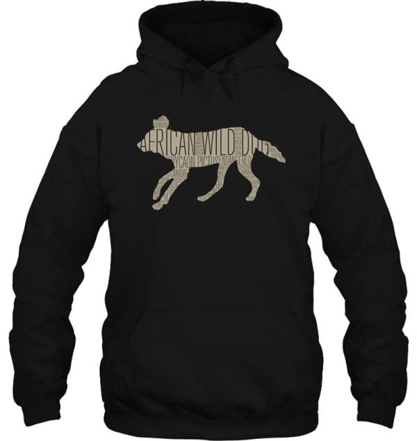 word cloud wildlife pictus (african wild dog) hoodie
