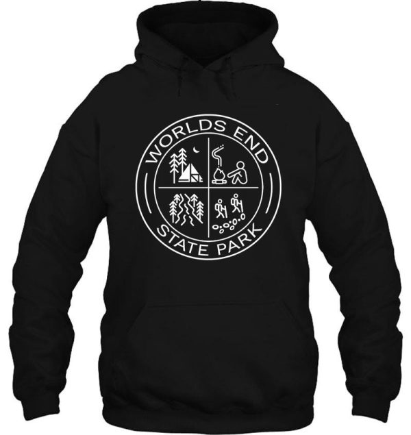 worlds end state park heraldic white outline hoodie