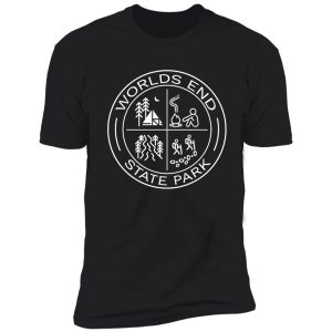 worlds end state park heraldic white outline shirt