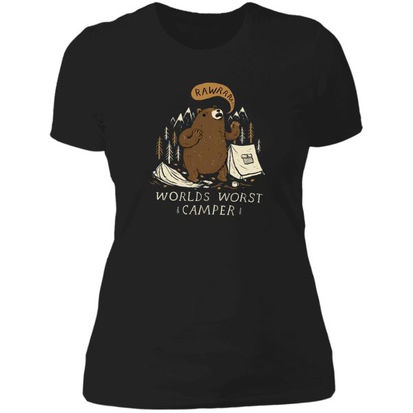 worlds worst camper lady t-shirt