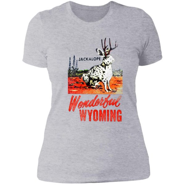 wyoming jackalope vintage travel decal lady t-shirt