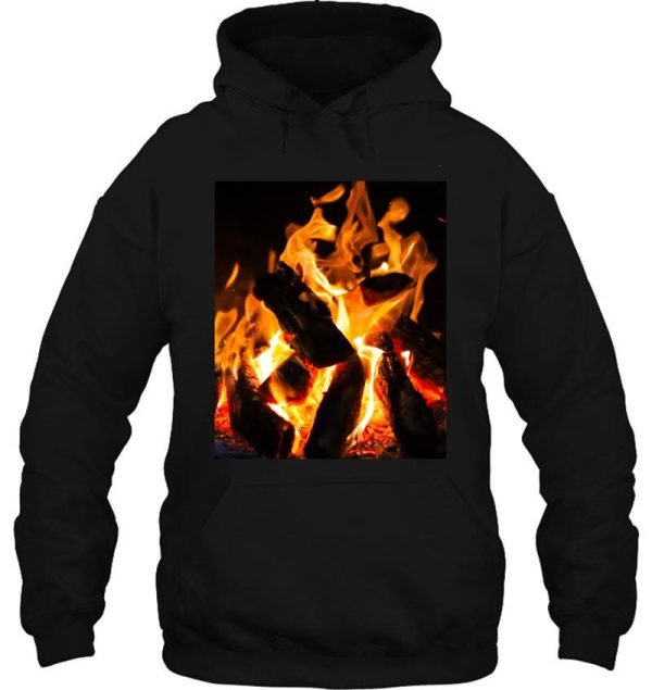 yellow orange hot fire wood burning campfire flames hoodie