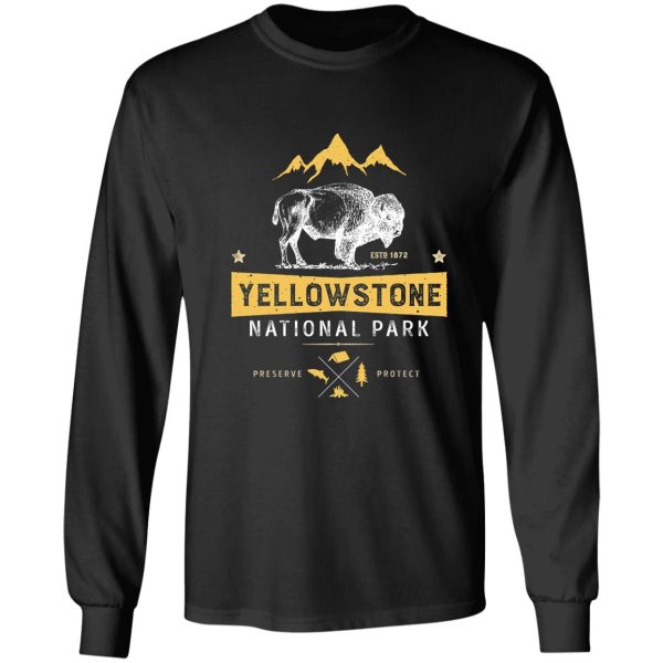 yellowstone t shirt national park bison buffalo - vintage gifts men women youth kids tees long sleeve